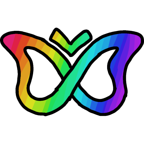 the ADHD butterfly-infinity symbol in a vibrant rainbow from pink to violet